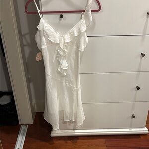Christina White Ruffle Mini Dress
